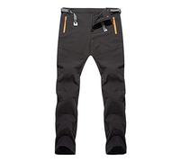 Pantalon de Randonnée en Plein Air pour Hommes - Sport Léger Coupe-Vent à Séchage Rapide - Chasse D'Extérieur avec Ceinture - Montagne, Noir, S