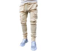 Pantalon de randonnée Homme à Entrejambe Basse, Coupe Harem, décontracté, Cordon de Serrage élastique, Jambes Larges fuselées, Beige, Taille M