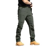 Pantalon de randonnée imperméable pour homme - Pantalon de travail tactique léger - Multi-poches - Ripstop - Pantalon de marche en plein air - Jambes droites - Pantalon décontracté, Vert noir, XL