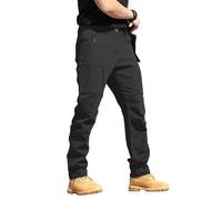 Pantalon de randonnée imperméable pour homme - Pantalon de travail tactique léger - Multi-poches - Ripstop - Pantalon de marche en plein air - Jambes droites - Pantalon décontracté, Noir , M