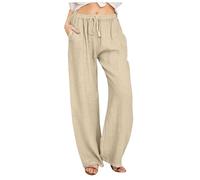 Pantalon de randonnée pour femme avec poches, coupe champêtre en lin, pantalon de jogging à bandes camouflage, style rétro, motif floral, pantalon de survêtement pour femme, kaki, XXL
