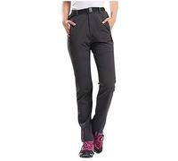Pantalon de randonnée pour femme - Imperméable en softshell thermique - Pantalon d’hiver doublé - Grandes tailles - Fermeture éclair - Stretch - Pantalon de trekking avec poches - Hiver - Chaud