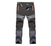 Pantalon de randonnée pour homme Softshell résistant à l'eau - Pantalon de travail léger à séchage rapide avec plusieurs poches zippées - Taille réglable - Pantalon cargo de travail pour homme, Gris 4