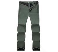 Pantalon de randonnée pour homme Softshell résistant à l'eau - Pantalon de travail léger à séchage rapide avec plusieurs poches zippées - Taille réglable - Pantalon cargo de travail pour homme, Vert 2