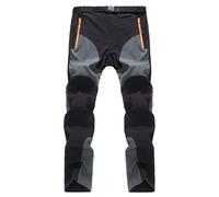 Pantalon de randonnée pour homme Softshell résistant à l'eau - Pantalon de travail léger à séchage rapide avec plusieurs poches zippées - Taille réglable - Pantalon cargo de travail pour homme, Noir 5