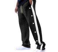 Pantalon de rééducation pour homme - Ouverture latérale - Pantalon de jogging long - Pantalon de sport ample avec fermeture éclair sur toute la longueur - Pour post-opératoire - Jambes larges