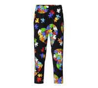 Pantalon de sensibilisation à l'autisme - Pièces de puzzle - Imprimé cœur - Respirant - Saison des vacances - Célébrations festives - Pyjama pour femme et homme - Amusant en famille, Noir , L(14-16)