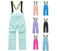 Pantalon de ski imperméable pour garçons et filles - Salopette d'hiver chaude à bretelles réglables - Jambe droite - Coupe-vent - Pantalon thermique épais pour le ski et le snowboard, vert menthe, 11