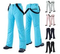 Pantalon de ski pour femme noir imperméable - Pantalon de trekking long stretch - Pantalon d'extérieur imperméable - Pantalon d'hiver doublé chaud - Pantalon de jogging coupe-vent - Pantalon d'hiver