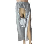 Pantalon De Soins Patients Entièrement Ouvert, Pantalon Unisexe For Fractures, Fermeture Éclair Intégrale For Un Accès Facile, Pantalon Sans Entrejambe For Adultes(Gray,2XL)