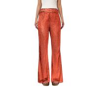 Pantalon de Soirée Femme Pailleté Jambes Larges Pantalons Scintillant avec Taille Élastique Décontracté Pantalon de Soirée Cocktail Clubwear - Modèle Taille Haute Jambe Large, Style Disco et Fête