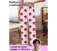 Pantalon de sommeil personnalisé unique et confortable pour femmes, pantalon de pyjama imprimé de photos drôles, peut personnaliser deux images de têtes de personnes, pour un automne chic, un gala urb