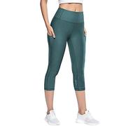 Pantalon De Sport 3/4 pour Femme avec Poches De Sport Taille Haute Legging Court Ventre Plat Couleur Pure De Yoga Jegging Exercice Fitness Jogging Extensible Pas Cher Collant