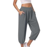 Pantalon de sport à coupe haute, jambe droite, jambe unie, pantalon athlétique pour juniors, été, automne, pantalon ample pour femmes 2025, F-21 Gris, M