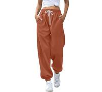 Pantalon de sport à taille élastique pour femme, pantalon de sport taille haute, pantalon d'entraînement de couleur unie avec poches pour sortir, pantalon de sport de couleur unie avec cordon de