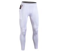 Pantalon de sport de compression pour homme - Legging de sport respirant et à séchage rapide - Avec poches pour téléphone - Pour cyclisme, football, golf, Ab-white, 3XL
