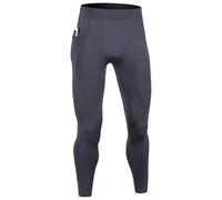 Pantalon de sport de compression pour homme - Legging de sport respirant et à séchage rapide - Avec poches pour téléphone - Pour cyclisme, football, golf, B-Gris, XL