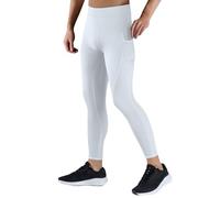 Pantalon de sport de compression pour homme - Legging de sport respirant et à séchage rapide - Avec poches pour téléphone - Pour cyclisme, football, golf, A - Blanc, S