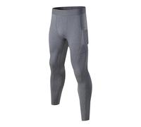 Pantalon de sport de compression pour homme - Legging de sport respirant et à séchage rapide - Avec poches pour téléphone - Pour cyclisme, football, golf, A-gris clair., XL