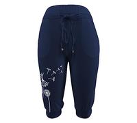Pantalon de sport de couleur unie pour femme, taille haute, pantalon mi-long années 70, pantalon cloche pour femme, bleu, XXL
