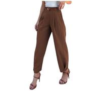 Pantalon de Sport Décontracté Classification Pantalon Court élégant pour Femmes Coupe Ample Haute décontractée de Bureau Moderne Conforme Style et Polyvalent (Coffee, M)