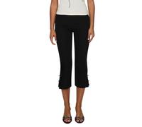 Pantalon de Sport Décontracté Pantalon Court décontracté Femme élastique nœud évasé Fendu tempérament (Black, L)