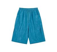 Pantalon de Sport Décontracté Pantalon décontracté féminin Polyvalent pour Un Usage Quotidien Coupe Actuelle et Confort Absolu Poches latérales et élastique Longueur Courte Couleur Unie (Blue, M)