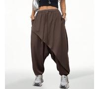 Pantalon de sport décontracté, streetwear d'été, vintage, hip-hop, confortable, à plis multiples à l'entre-jambe, pour femmes et hommes L,M,S,XL,XSUnicoloreTissu tricoté