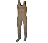 Shakespeare Sigma Wader en Néoprène Imperméable avec Bottes à Semelle à Crampons pour Homme et Femme. pour Pêcher du Bord et en RIVière, gris/vert