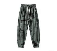Pantalon de sport en soie glacée pour homme, séchage rapide, respirant, ample avec cordon de serrage et taille élastique pour fitness, jogging, été, noir, pantalon de sport en soie glacée (4XL, vert)