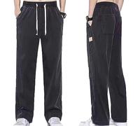 Pantalon de sport en Tencel respirant à jambes larges pour homme - Léger et fin - Séchage rapide, Noir , 5XL (90-100kg)