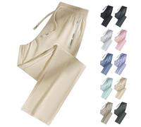 Pantalon de Sport Extensible pour Femmes de Plus de 50 Ans - Séchage Rapide et Respirant, Taille élastique, Poches, extensibilité à 360° (Beige (Straight Leg),M)