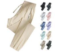 Pantalon de Sport Extensible pour Femmes de Plus de 50 Ans - Séchage Rapide et Respirant, Taille élastique, Poches, extensibilité à 360° (Beige (Cuffed Leg),M)