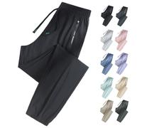 Pantalon de Sport Extensible pour Femmes de Plus de 50 Ans - Séchage Rapide et Respirant, Taille élastique, Poches, extensibilité à 360° (Black (Cuffed Leg),M)