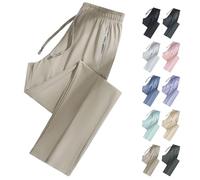 Pantalon de Sport Extensible pour Femmes de Plus de 50 Ans - Séchage Rapide et Respirant, Taille élastique, Poches, extensibilité à 360° (Khaki (Straight Leg),5TG)