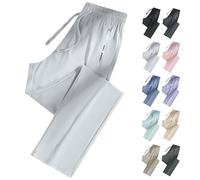 Pantalon de Sport Extensible pour Femmes de Plus de 50 Ans - Séchage Rapide et Respirant, Taille élastique, Poches, extensibilité à 360° (White (Straight Leg),5TG)