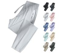 Pantalon de Sport Extensible pour Femmes de Plus de 50 Ans - Séchage Rapide et Respirant, Taille élastique, Poches, extensibilité à 360° (White (Cuffed Leg),5TG)