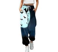 Pantalon De Sport Femme, Déguisement Halloween Adulte Pantalon De Jogging Ample Bas Large Taille Haute Elastique Pantalon De Détente Imprimé Halloween Pants Extensible Confortable Sportswear