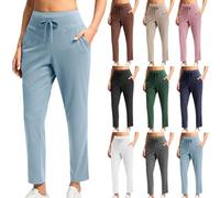Pantalon de Sport Femme Slim Fit 7/8 Pantalon de Travail Bas de Jogging Pantalons de Survêtement pour Femmes avec Poches Pant Loisirs Décontracté pour Running Fitness Training