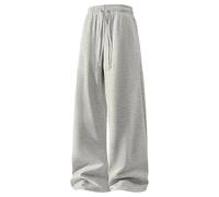 Pantalon de Sport Homme décontracté à Pattes d'éléphant, Pantalon de survêtement à Cordon élastique, Couleur Unie, Gris Clair, Taille L