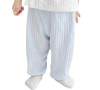 Pantalon de sport pour enfant garçon - Pantalon de pyjama décontracté et fin pour garçons et filles pour le printemps, l'été - Avec ouverture à l'entrejambe - Chevilles élastiques, bleu, 3-6 mois