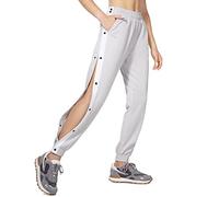 Pantalon de sport pour femme avec fente latérale et boutons-pression - Pantalon de jogging - Printemps et automne - Pantalon de sport - Pantalon de basket-ball - Taille élastique