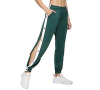 Pantalon de sport pour femme avec fente latérale et boutons-pression - Pantalon de jogging - Printemps et automne - Pantalon de sport - Pantalon de basket-ball - Taille élastique