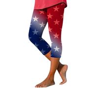 Pantalon de sport pour femme - Legging de yoga 2026 pour femme - 4 juillet - Imprimé drapeau américain - Taille haute - Longueur genou - Legging patriotique sec - Vêtements d'entraînement athlétiques