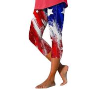 Pantalon de sport pour femme - Legging de yoga 2026 pour femme - 4 juillet - Imprimé drapeau américain - Taille haute - Longueur genou - Legging patriotique sec - Vêtements d'entraînement athlétiques