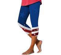 Pantalon de sport pour femme - Legging de yoga 2026 pour femme - 4 juillet - Imprimé drapeau américain - Taille haute - Longueur genou - Legging patriotique sec - Vêtements d'entraînement athlétiques