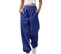 Pantalon de sport pour femme long ample : pantalon de jogging femme surdimensionné couleur unie pantalon de fitness taille haute pantalon de loisirs élastique avec cordon de serrage pantalon de