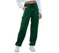 Pantalon de sport pour femme - Long hiver - Pantalon cargo - Pantalon de jogging baggy - Doublure polaire - Pantalon de loisirs - Taille haute - Pantalon d'hiver - Couleur unie - Pantalon d'extérieur