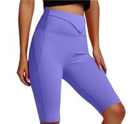 Pantalon de sport pour femme - Séchage rapide - Taille haute - Poche - Cinq points de yoga, violet, S