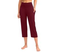 Pantalon De Sudation Femme Slim Fit, Pantalons De Yoga Et Pilates 7/8 Jambe Largeur Couleur Unie Extensible Coupe Spandex Bouffant Taille Haute Legging Baril Court Rapide Séchage Pants Tenue